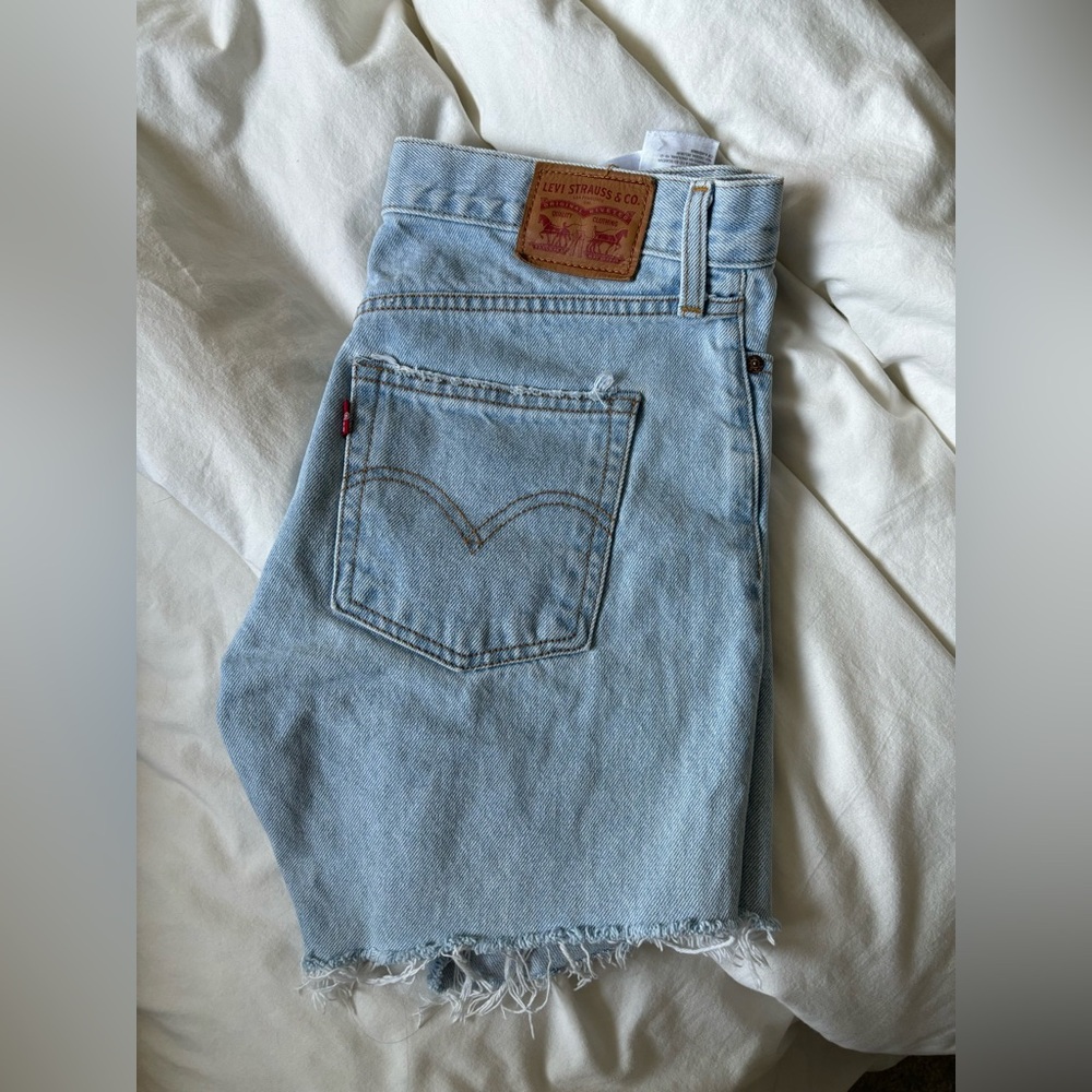 mid length Levi’s denim cut off shorts